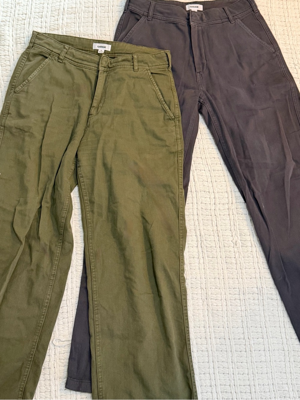 Garage Two Chino Pants in Olive & Charcoal